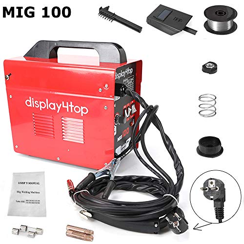 Display4top Ampere Schweißgerät Schweißmaschine FLUX Schutzgas MIG Elektrodenschweißgerät Fülldraht (Rot) (MIG 100)