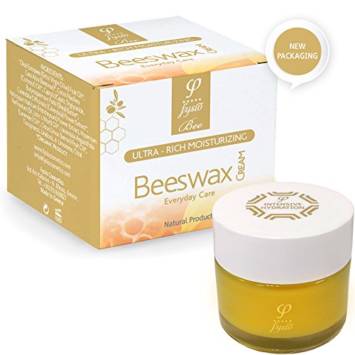 Fysio Bienenwachs Feuchtigkeitscreme | 100% Organische Inhaltsstoffe | Bekämpft Trockene Haut | Gut bei Rosazea, Schuppenflechte, Dermatitis | Dermatologisch Getestet für Empfindliche Haut | 50ml