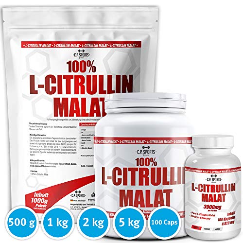 L-CITRULLIN - Malat Pulver, Powder oder Kapseln - Tablette, Vegan, Hohe Reinheit, steigert Ausdauer und Leistungsfähigkeit, hochdosiert, hergestellt in Deutschland, 500g und 1000g (100 - Kapseln)
