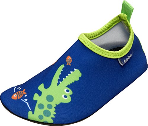 Playshoes Unisex-Kinder Badeslipper, Badeschuhe Krokodil Aqua Schuhe, Blau (Marine), 26/27 EU