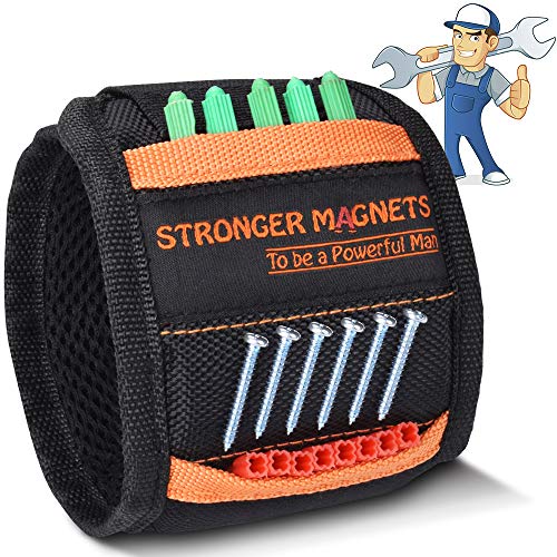 Bestes Männer Geschenke Magnetisches Armband, Magnetischer Werkzeuggürtel mit 10 Super Starken Magneten, Handgelenk-Werkzeughalter für Halteschrauben, Bestes Geschenk für Männer, Papa, Ehemann