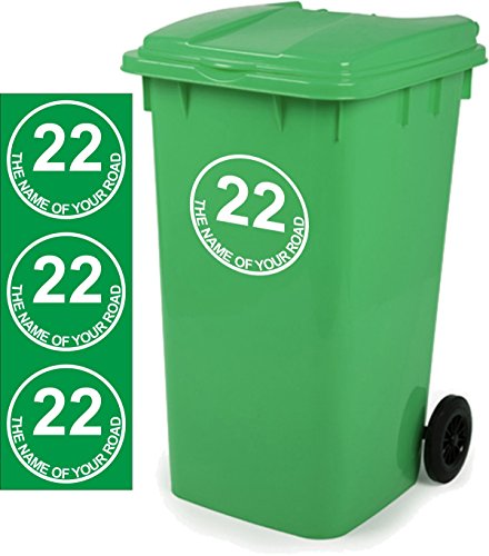 Mülltonnen-Aufkleber D4, personalisierbar mit Adresse, 18 x 18 cm, 3 Stück