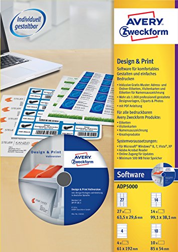 Avery Zweckform ADP5000 Design & Print Software Vollversion