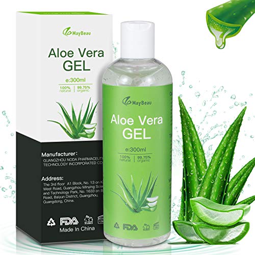 Aloe Vera Gel MayBeau 300ml Bio Aloe Vera Creme für Gesicht Haare Körper Feuchtigkeitscreme für Sonnenbrand Reparieren Natürliche Feuchtigkeitspflege für trockene, strapazierte Haut