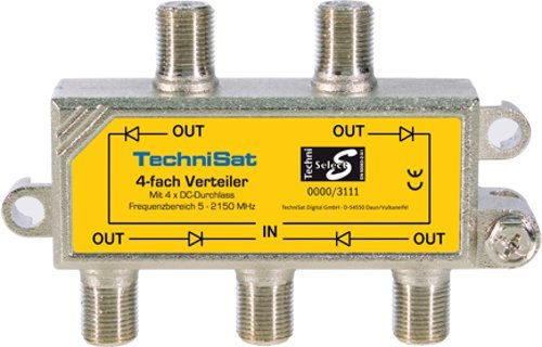 TechniSat 4-Wege Sat-Verteiler (4x DC-Durchlass, Diodenentkoppelt)