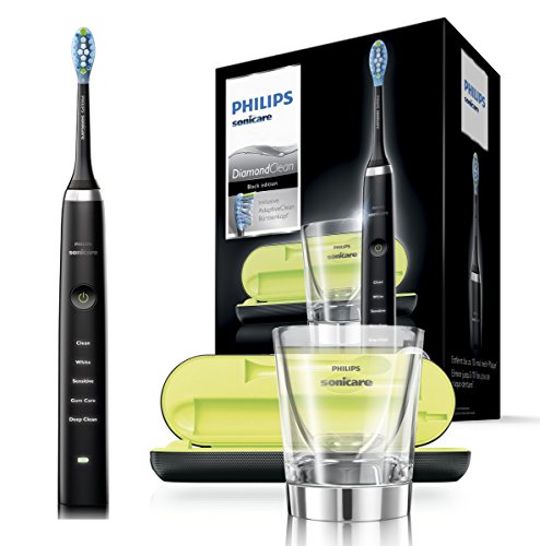Philips Sonicare DiamondClean Neue Generation Elektrische Zahnbürste mit Schalltechnologie HX9359/89, Ladeglas, schwarz