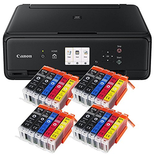 Canon Pixma TS5050 TS-5050 Farbtintenstrahl-Multifunktionsgerät (Drucker, Scanner, Kopierer, USB, WLAN, Apple AirPrint) schwarz + Set IC-Office XL Tintenpatronen 570XL 571XL (Mit 20 XL Patronen)