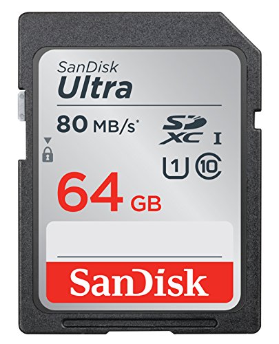 SanDisk Ultra SDXC I 64 GB bis zu 80 MB/Sek, Class 10 Speicherkarte [Frustfreie Verpackung]