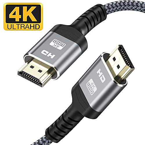 4K HDMI Kabel 2m, Snowkids HDMI 2.0 High Speed 18Gbit/s vergoldete Anschlüsse Nylon geflochtenes Kabel mit Ethernet/Audio Rückkanal, kompatibles Video 4K UHD 2160p, HD 1080p, 3D Xbox PS3, PS4-grau