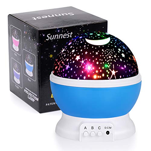 Sternenhimmel Projektor, Sunnest baby Nachtlicht LED 360° Rotierend Projektionslampe Romantische LED Perfekt für Party,Kinderzimmer,Weihnachten