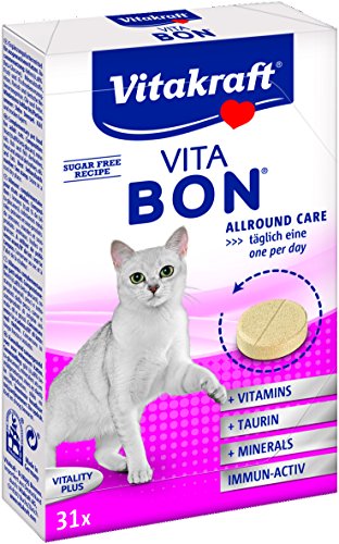 Vitakraft Vita Bon, Nahrungsergänzungsmittel für Katzen, 2er Pack (2 x 31 Tabletten)