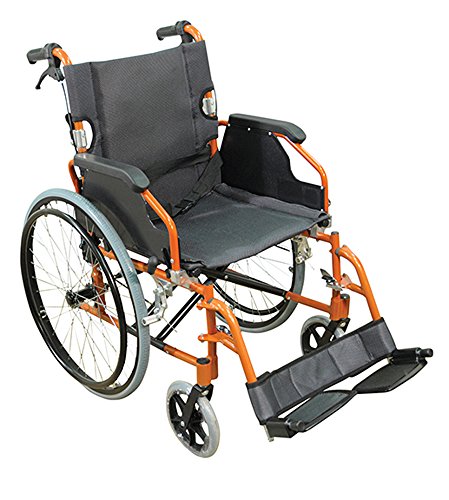 Aidapt VA165ORANGE Deluxe Leichtgewichtiger Rollstuhl aus Aluminium, orange