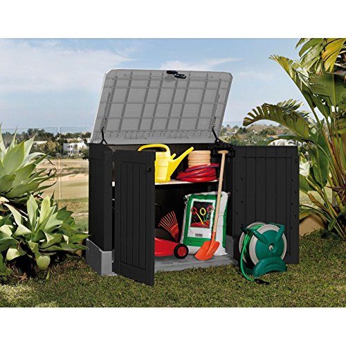 Koll Living Mülltonnenbox/Aufbewahrungsbox mit 250 L Fassungsvermögen - 130 x 74 x 110 cm - Gartengeräte regensicher verstauen oder Mülltonnen unauffällig unterbingen - abschließbar