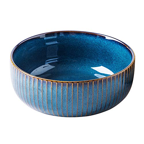Hoteck Salatschüssel aus Keramik, Große Porzellan Salatschale Oder Suppenschale 21cm,Blau