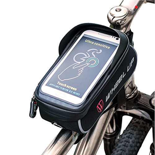 Fahrradtasche Fahrrad Rahmentasche Oberrohrtasche Fahrrad Tasche Handy halterung Sensitive Touch-Screen Wasserdicht Groß Schwarz