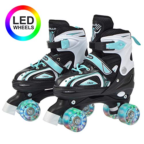 Apollo Super Quad X Pro, verstellbare LED Rollschuhe, ideal für Kinder, komfortable, größenverstellbare Roller Skates für Mädchen und Jungen