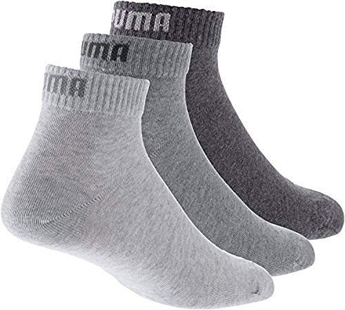 PUMA Plain 3P Quarter Socke, Grau (Anthrazit/L Mel Grey/M Mel Grey), 43-46