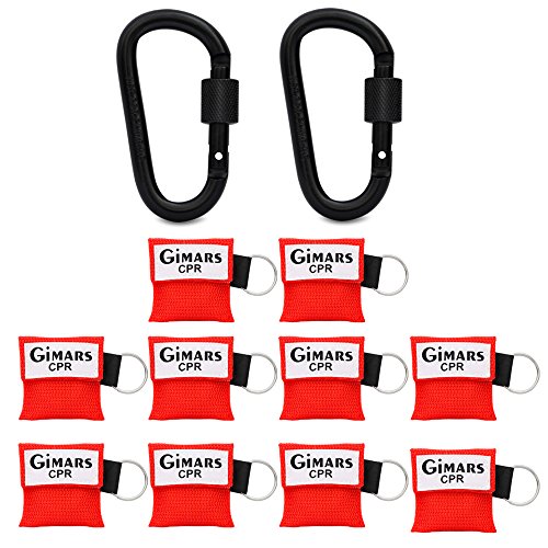 Gimars 10 Stücke CPR Maske mit Karabinerhaken CPR Mask RESPI-Key Beatmungsmaske Schlüsselanhänger Beatmungshilfe Notfalltuch Taschenmaske Erste Hilfe