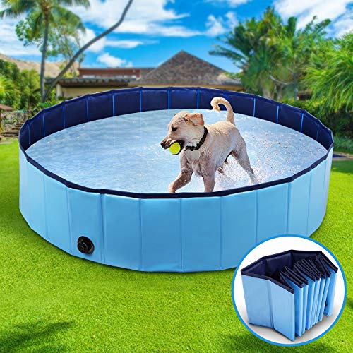 Winipet Hundepool Schwimmbad für Hunde, Hundeplanschbecken Hundebad, Klappbares Haustier-Duschbecken mit Umweltfreundlichem PVC rutschfest