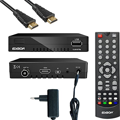 Edision Kabelreceiver progressiv hybrid lite DVB-C für digitales Kabelfernsehen inkl. Kabelabel HDMI Kabel