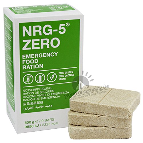 Notverpflegung NRG-5 ZERO Glutenfrei Survival 500g Outdoor Notration Notvorsorge | 9 Riegel Survivalnahrung Expeditions Grundausstattung wie EPA