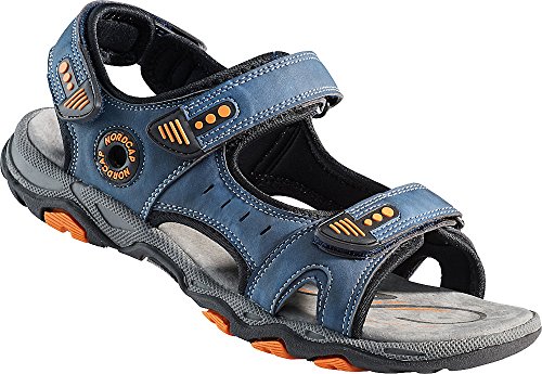 Nordcap Trekkingsandalen, Damen- und Herren- Sandalen, Wander- und Outdoor- sandalen mit regulierbaren Schnallen und Profilsohle für mehr Trittsicherheit (Größen: 37 - 46, Farbe: Blau / Orange)