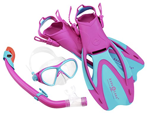 Aqua Lung Sport La Costa Junior Pro Dive Kinder 3er Set (Tauchmaske, Schnorchel & Flossen) inkl. Beutel - 35-39 pink