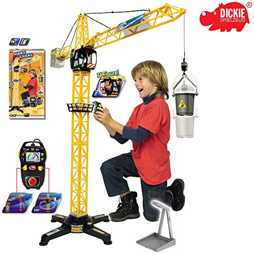 Dickie Spielzeug Riesen Kran mit Kabelsteuerung und offener Kabine, 100 cm: 100 cm Baukran Baustelle Kinderkran Lastenkran Turmkran
