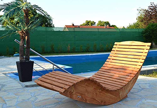 Hilmo - Modell Miami, Poolliege Sonnenliege Schwungliege Saunaliege Gartenliege, 150 cm x 70 cm x 93 cm, Douglasie