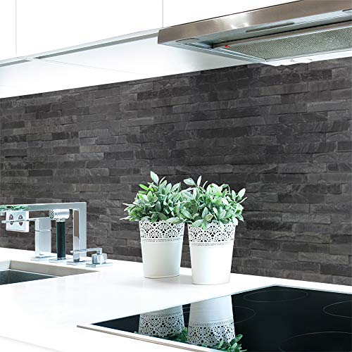 Küchenrückwand Steinwand Dunkel Premium Hart-PVC 0,4 mm selbstklebend 60x51cm