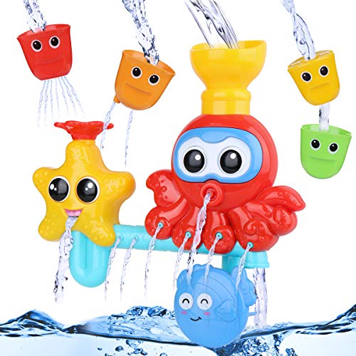 BBLIKE Badespielzeug für Babys, Kinder Wasser Dusche Badewannenspielzeug mit 3 Stackable and Nesting Cups, für Kinder Baby ab 18 Monate+