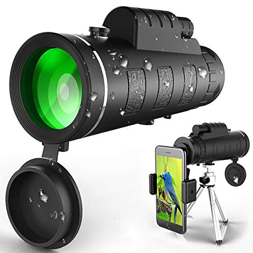 Monokular Teleskop, 40X60 Hochleistungs und HD Monokular mit universellem Smartphone-Halter BAK4-Prisma für Vogelbeobachtung, Jagd, Überwachung, Wandern