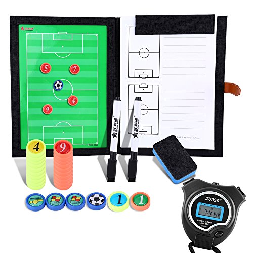BizoeRade Taktiktafel Fußball Coach Board mit Stift, Radiergummi, Magnet, Digitale Großem LCD-Display Stoppuhr