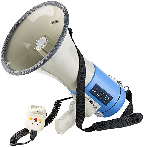 infactory Megaphon: MP3-Megafon mit Voice-Recording, Wiedergabe von USB, SD & AUX, 50 Watt (Megafone mit MP3 Playern)