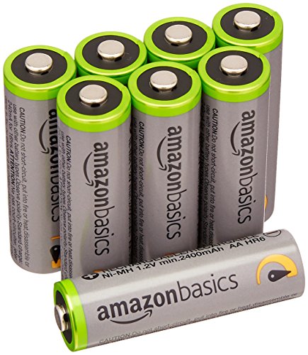 AmazonBasics Vorgeladene Ni-MH AA-Akkus - Akkubatterien, 500Zyklen (typisch 2500mAh, minimal 2400mAh), 8Stck (Äußere Hülle kann von Darstellung abweichen)