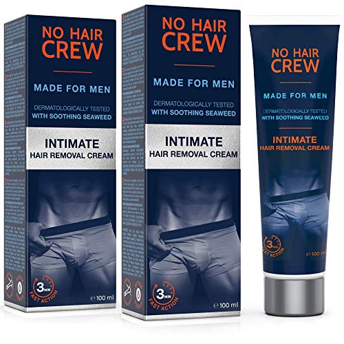 2 x NO HAIR CREW Premium Enthaarungscreme für den Intimbereich – extra sanfte Haarentfernung für Männer, 2er Set 200ml