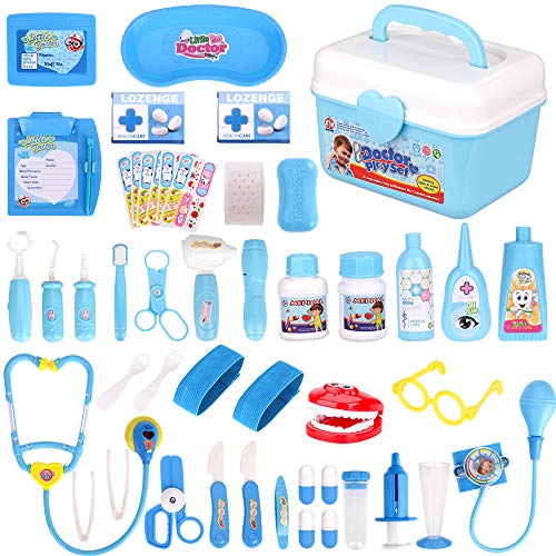 Faburo 47 Stück Arztkoffer Kinder Medizinisches Spielzeug Doktor Set Lernspielzeug Rollenspiel Arzt Spielzeug für Kinder