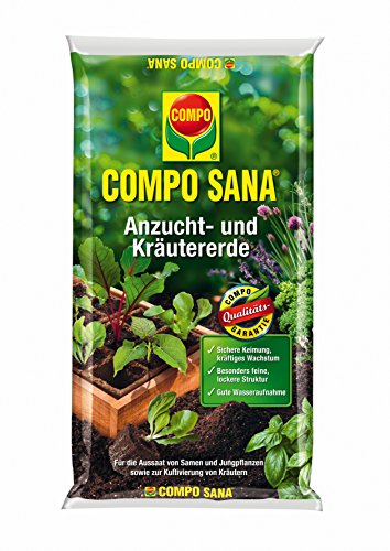COMPO SANA Anzucht- und Kräutererde mit 6 Wochen Dünger für alle Jung- und Kräuterpflanzen, Kultursubstrat, 10 Liter