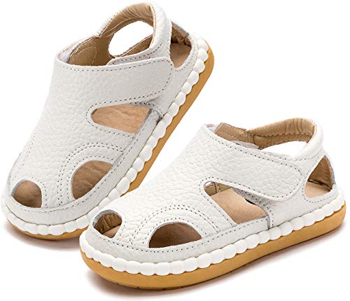 Gaatpot Unisex-Kinder Sandalen Mädchen Jungen Kindersandale Geschlossene Baby Sommer Leder Sandale Lauflernschuhe Schuhe Weiß(Baby) 22.5 EU/19 CN