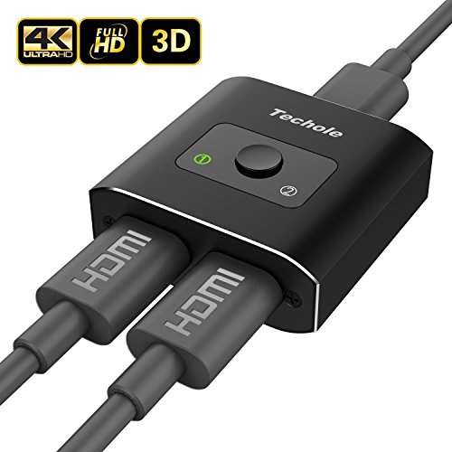 HDMI Switch Techole HDMI Schalter Bi-direction 2 Eingang zu 2 In 1 oder 1 In 2 Manuell HDMI Switcher Unterstützt HD 3D 1080P 4K, für HDTV / Blu-Ray / DVD / DVR Player usw.