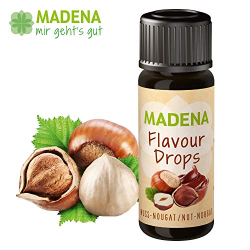 MADENA Flavour Drops/Flavor Drops | Nuss Nougat | natürliches Aroma | vegan | zuckerfrei | darmfreundlicher Milchsäurebildner | 30ml | made in Germany