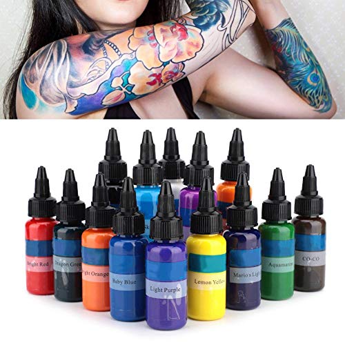 14 farben Tattoo Ink Set, Körperfarbe Pigment Kit Professionelle Pernament Make-up Tattoo Ink Versorgung Microblading Tinte, Professionelle Tattoofarbe Set für Tattoo Maschine Tattoo Tinte