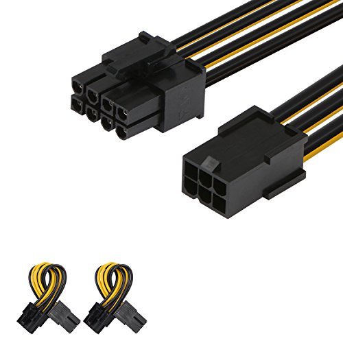 J&D 6-Pin auf 8-Pin PCI Express (PCIe) Grafikkarten-Stromkabel, 10 cm, schwarz 2er-Set