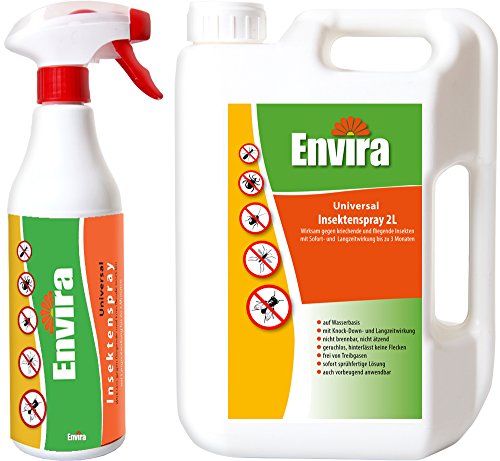 Envira Universal Insektenschutz I Hochwirksames Insekten-Spray Mit Langzeitschutz I Auf Wasserbasis I 500 ml & 2 Liter