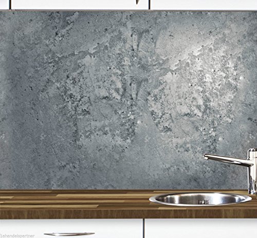 1a PREMIUM Küchennischen Deko-Set für die Küche in Betonoptik - Spritzschutz - Wandschutz - Fliesenspiegel - Wandtatoo - wiederablösbar - Motiv Beton