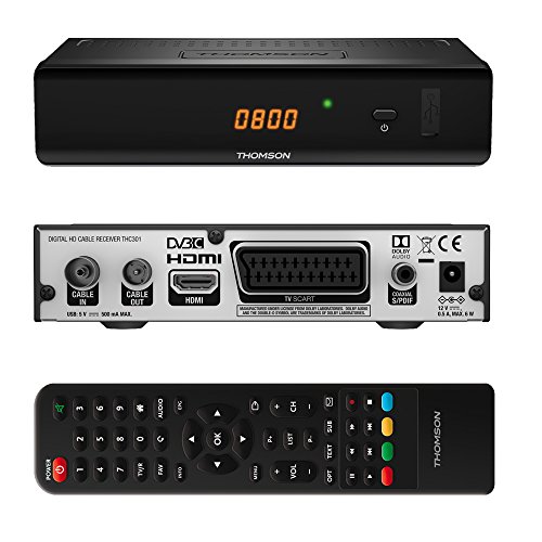Thomson THC301 HD Receiver für digitales Kabelfernsehen DVB-C Full HD (HDTV, HDMI, SCART, USB, Mediaplayer) Schwarz