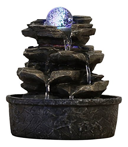 Zen'Light Little Rock Brunnen aus Polyresin, dunkelbraun, 20 x 20 x 23 cm