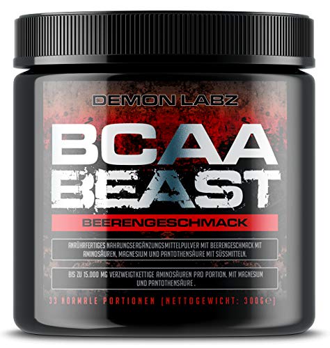 BCAA Beast - Demon Labz | BCAA Pulver 10:1:1 | 15.000mg BCAA pro Portion - Verzweigtkettige Aminosäuren - Geeignet als Pre- und Post-Workout Drink - Beerengeschmack (300g)