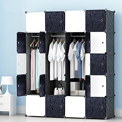 PREMAG Regalsystem Kleiderschrank für hängende Kleidung, Kombischrank, modularer Schrank für platzsparende, ideale Aufbewahrung Organizer Cube für Bücher, Spielzeug, Handtücher(20-Würfel)