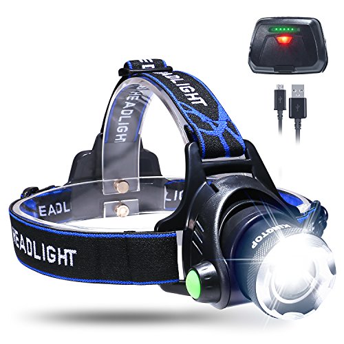 LED Stirnlampe Wasserdicht KINGTOP USB Wiederaufladbare LED Kopflampe, 3 Lichtmodi 600lm, Perfekt für Camping,Joggen, Spazieren und andere Outdoor Sport